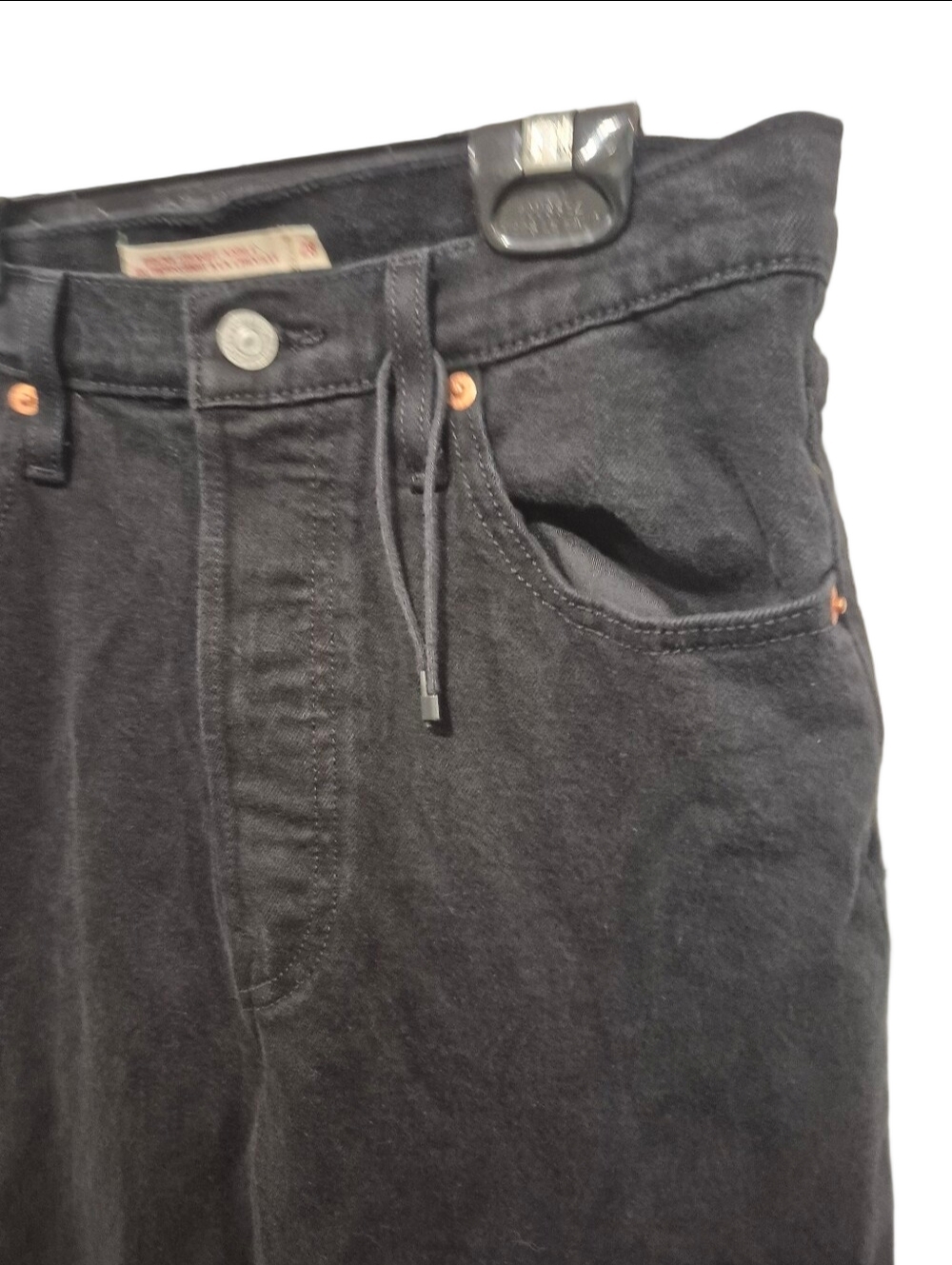 Levi's Ribcage Straight Ankle Jeans W28 Black High Rise Button Fly - Picture 3 of 9